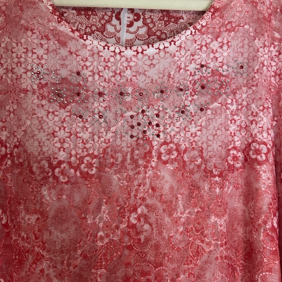 Pink Asymmetrical 3/4 Sleeve Blouse, Size L - Picture 3 of 7